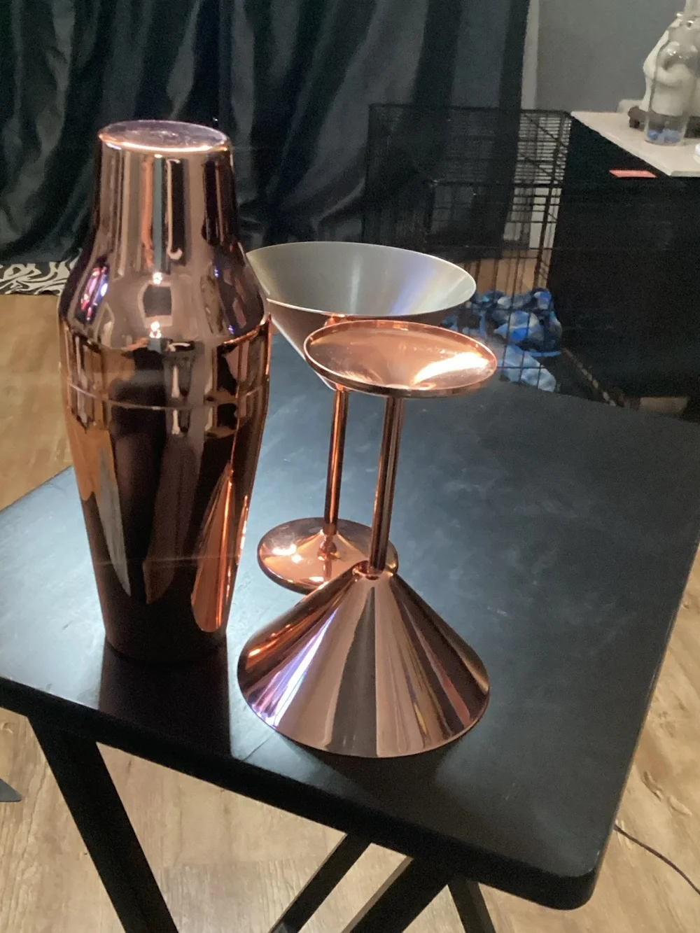 Copper Martini Glasses & Cocktail Shaker Set - Metallic Copper